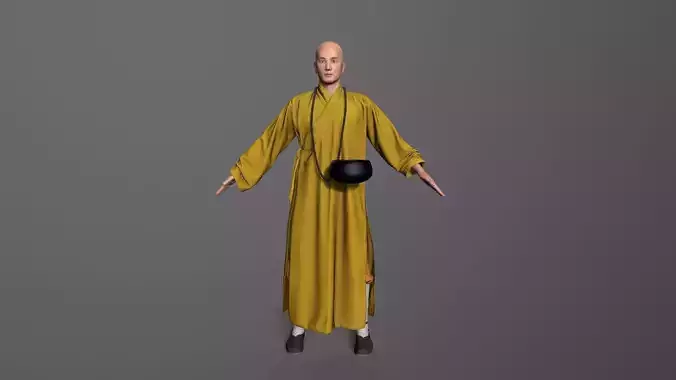 Shaolin monk Low-poly 3D model