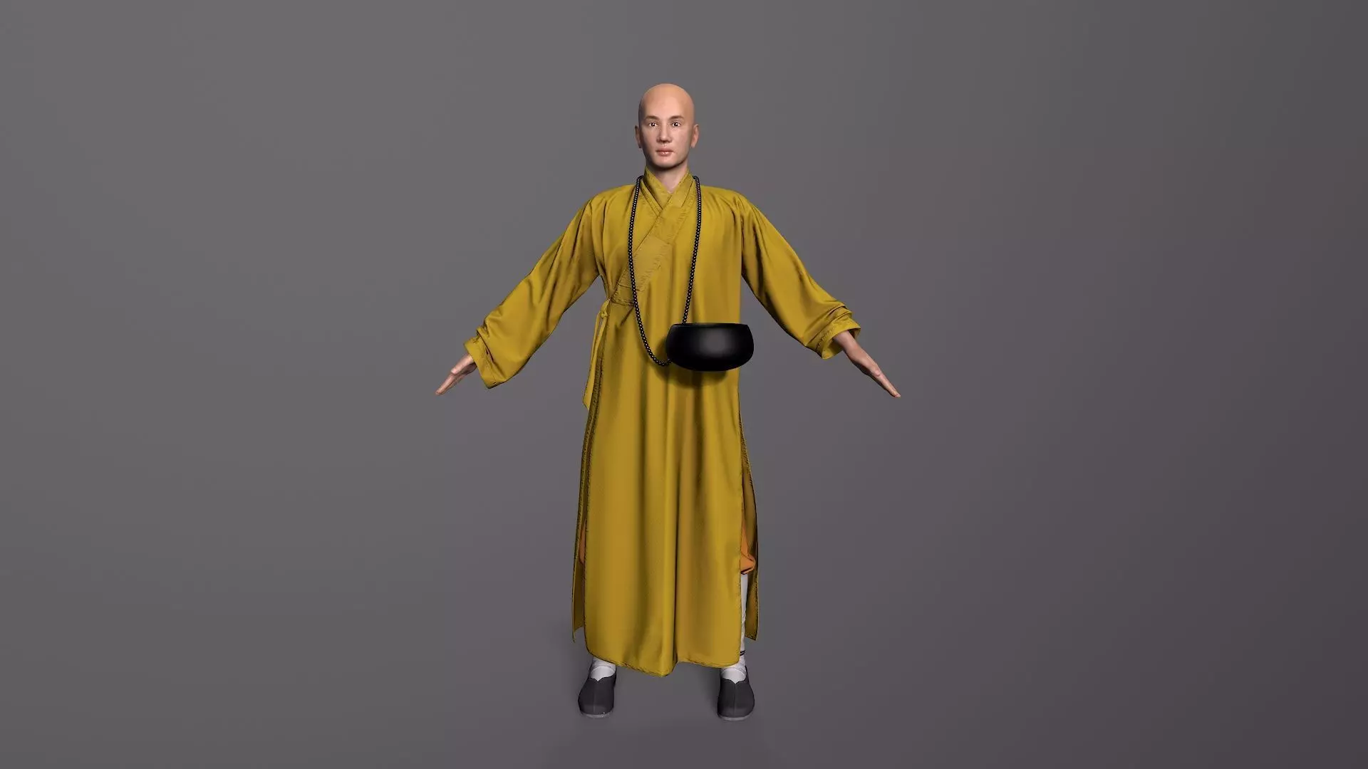 Shaolin monk Low-poly 3D model