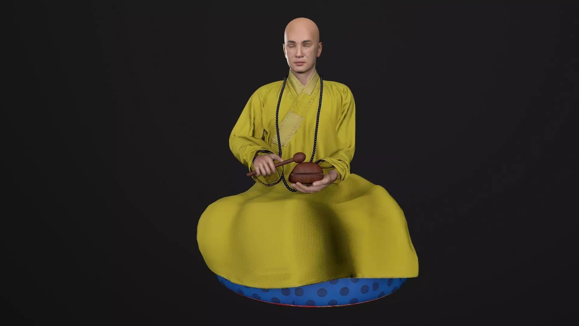Shaolin monk Low-poly 3D model