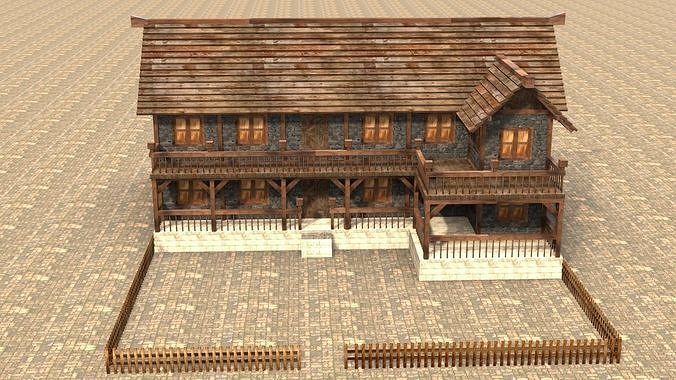 Medieval house fifteen Low-poly 3D model 2