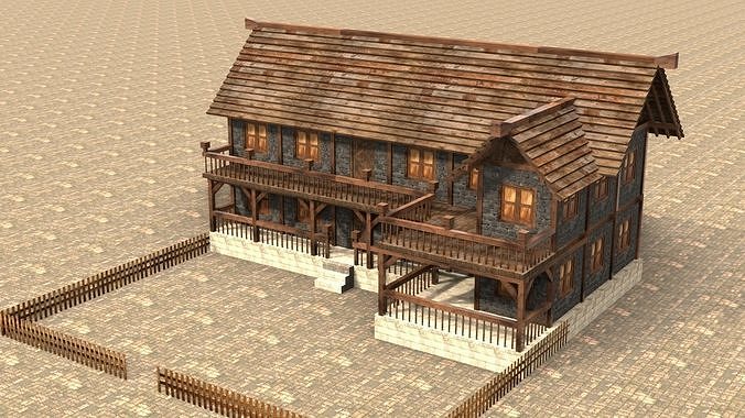 Medieval house fifteen Low-poly 3D model 3