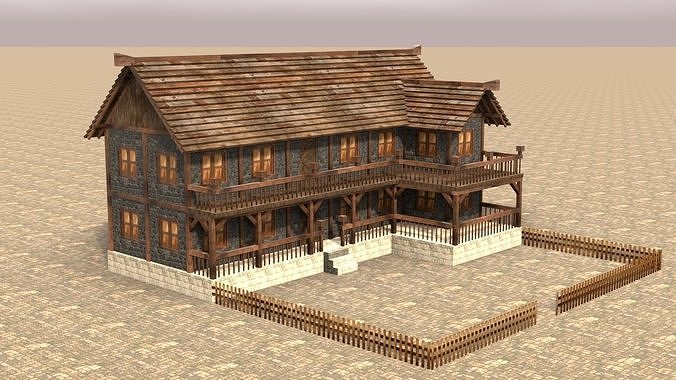 Medieval house fifteen Low-poly 3D model