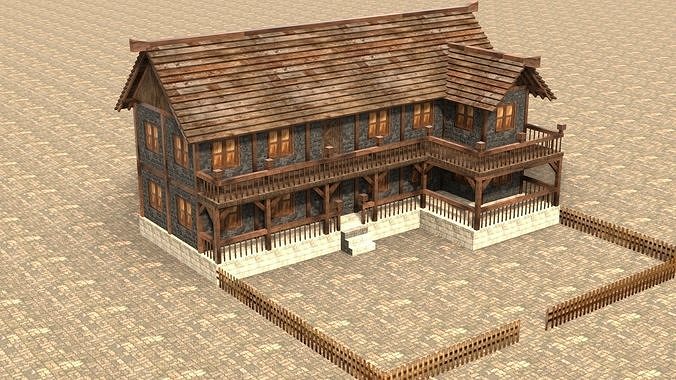 Medieval house fifteen Low-poly 3D model 5