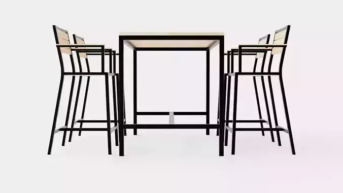 Lugo Teak Cafe Set Low-poly 3D model
