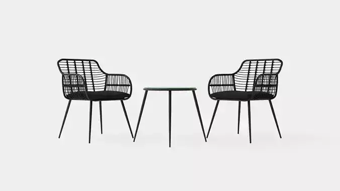 Juana Cafe Set Black Low-poly 3D model