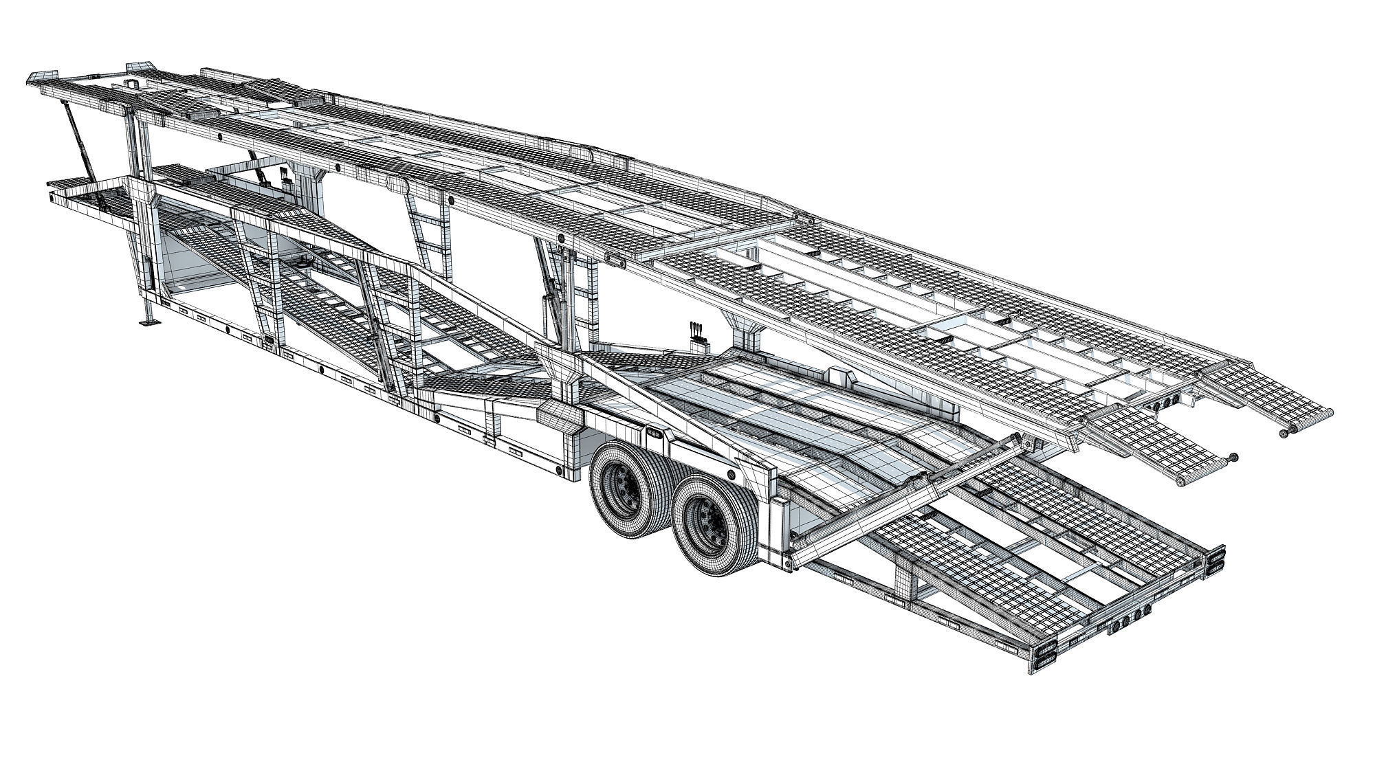 Car Carrier Trailer 3D model_14