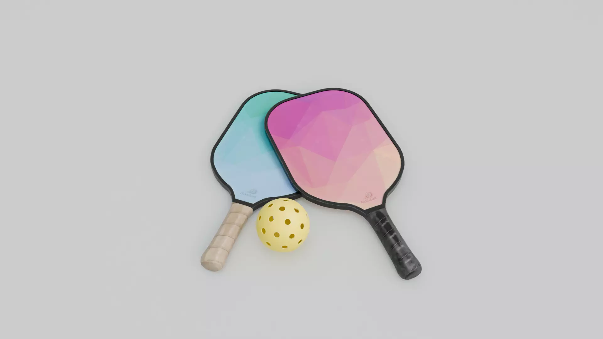 Pickle Ball Set Low-poly 3D model