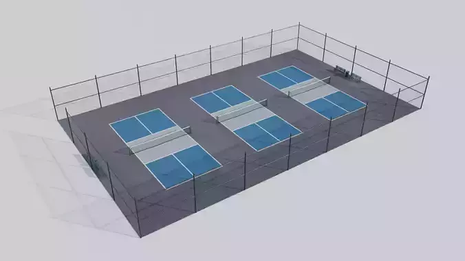 Pickleball Court with 4K and 2K Textures Low-poly 3D model