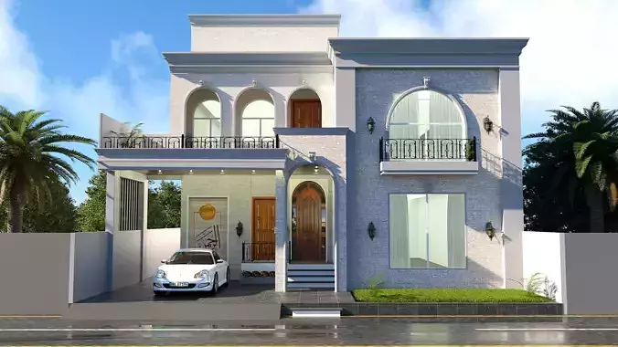 Spanish Modren House Deisgn Low-poly 3D model