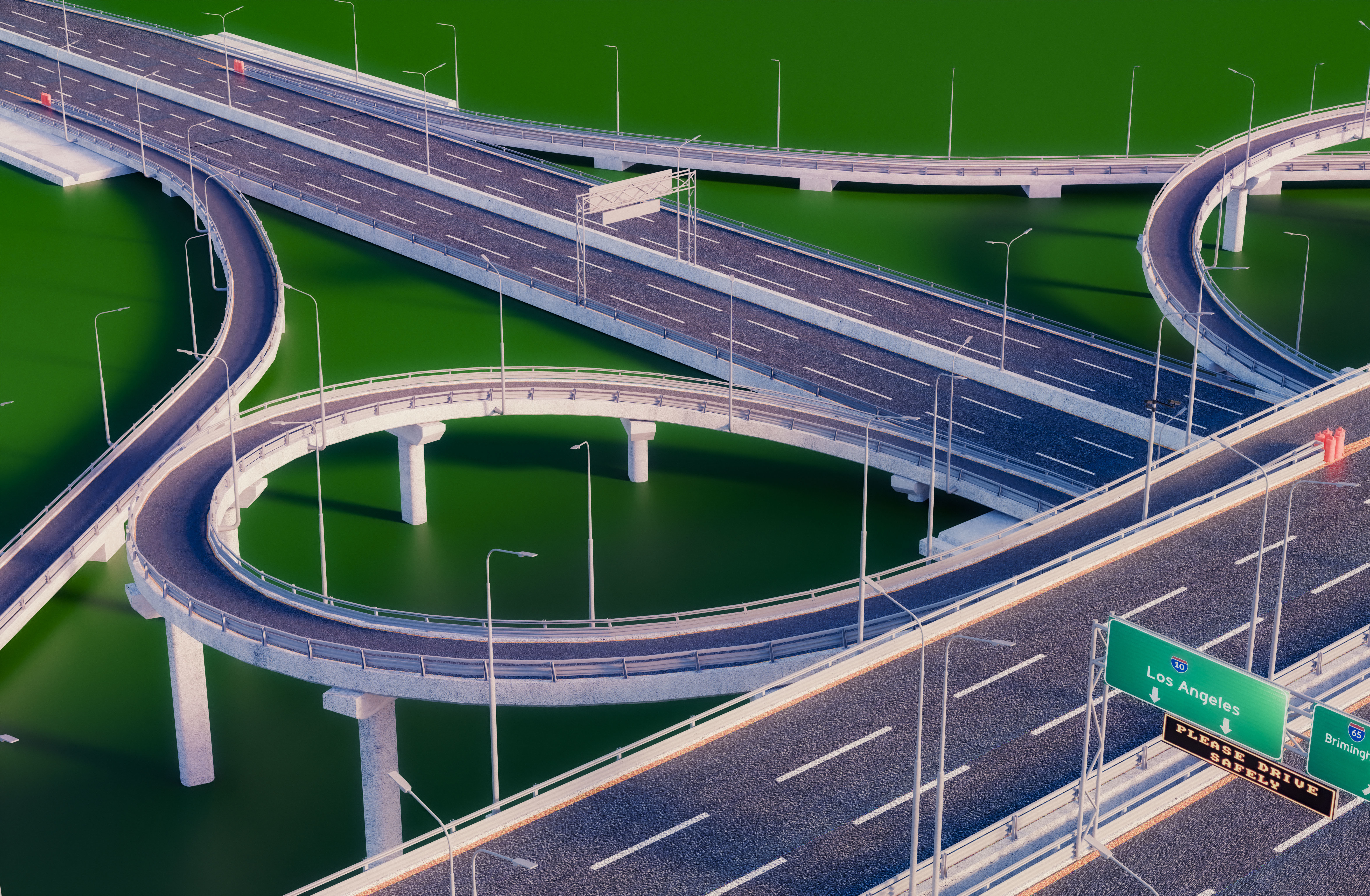 Set Highway Freeway 3D model_3