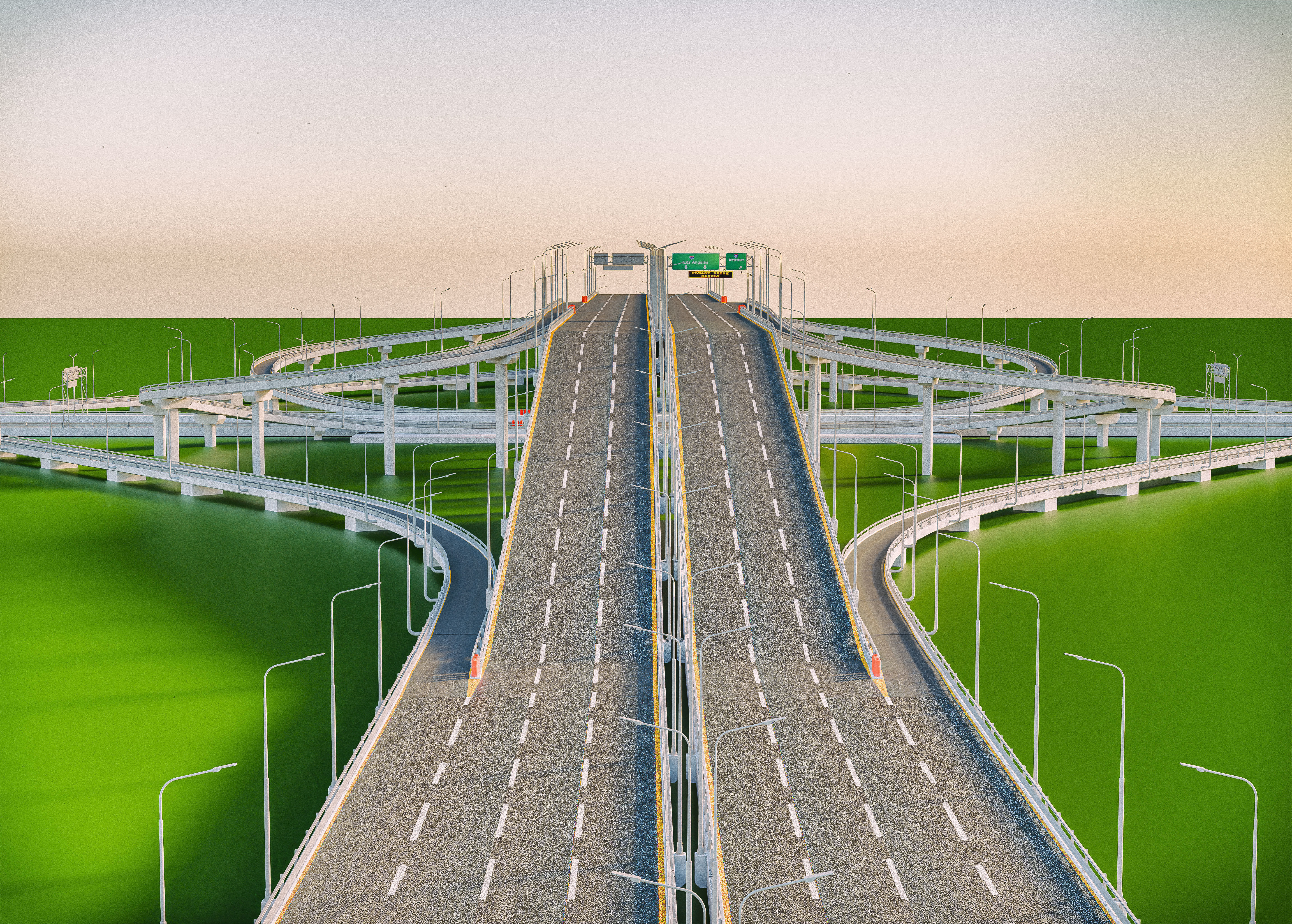 Set Highway Freeway 3D model_2