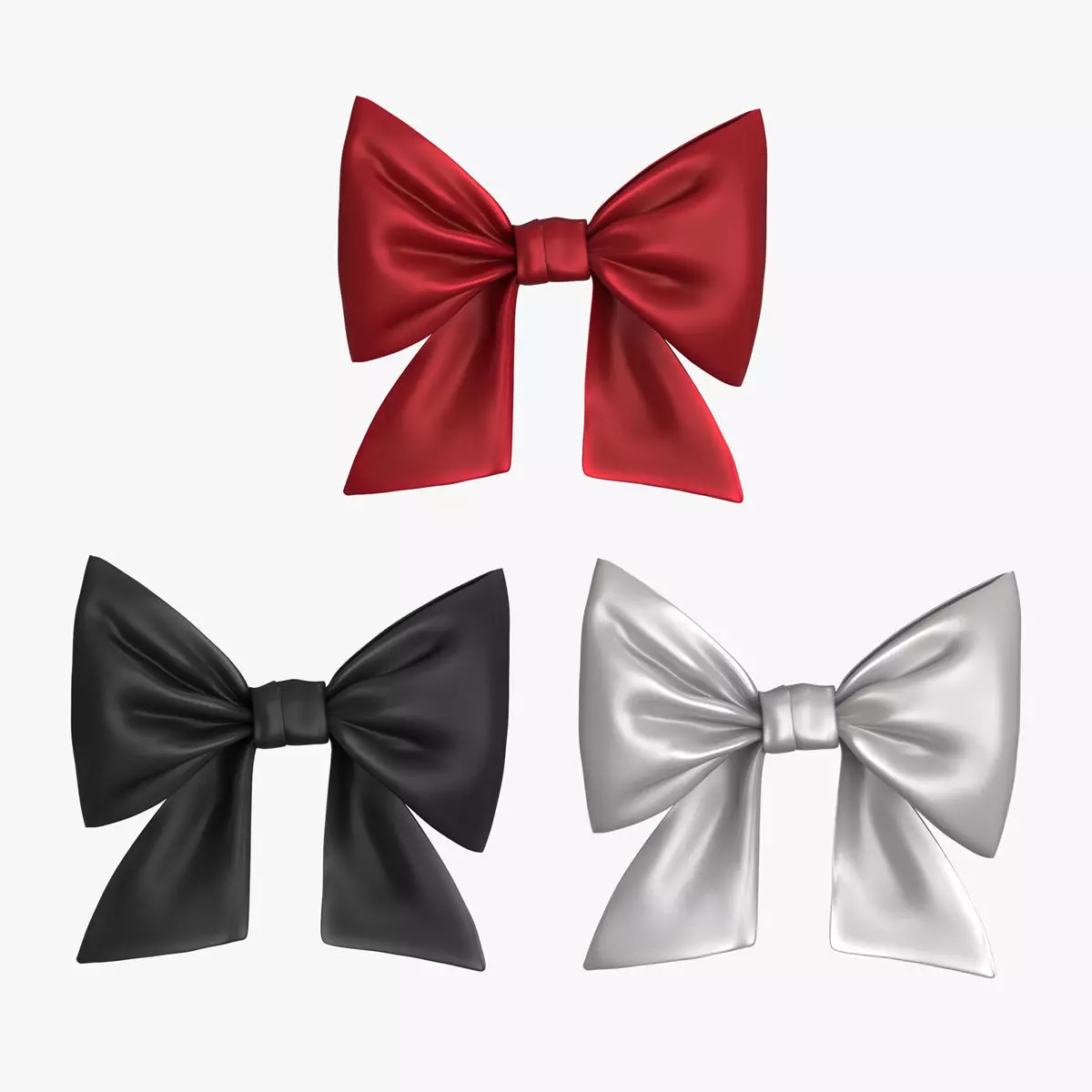 Gift Bow 3 colors v1 Low-poly 3D model