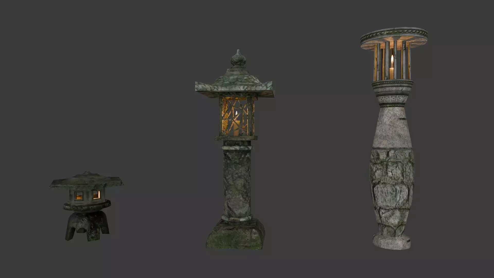 Ancient Stone Lamp 3D Model Low-poly 3D model_0