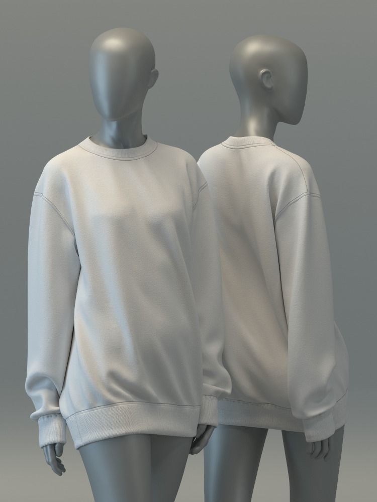 Oversized Crewneck Jumper 3D model_3