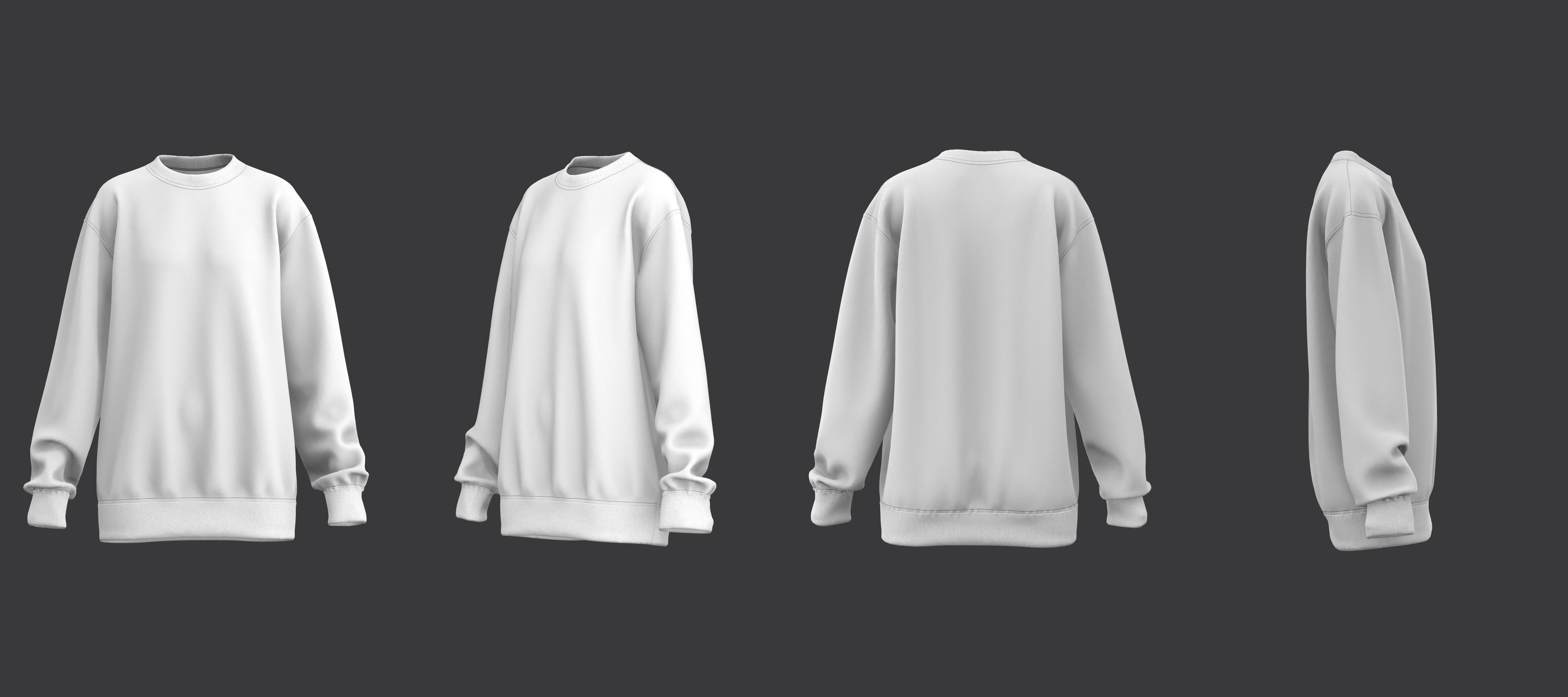 Oversized Crewneck Jumper 3D model_9