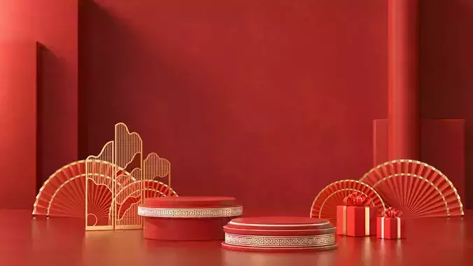 Red Chinese wind scene