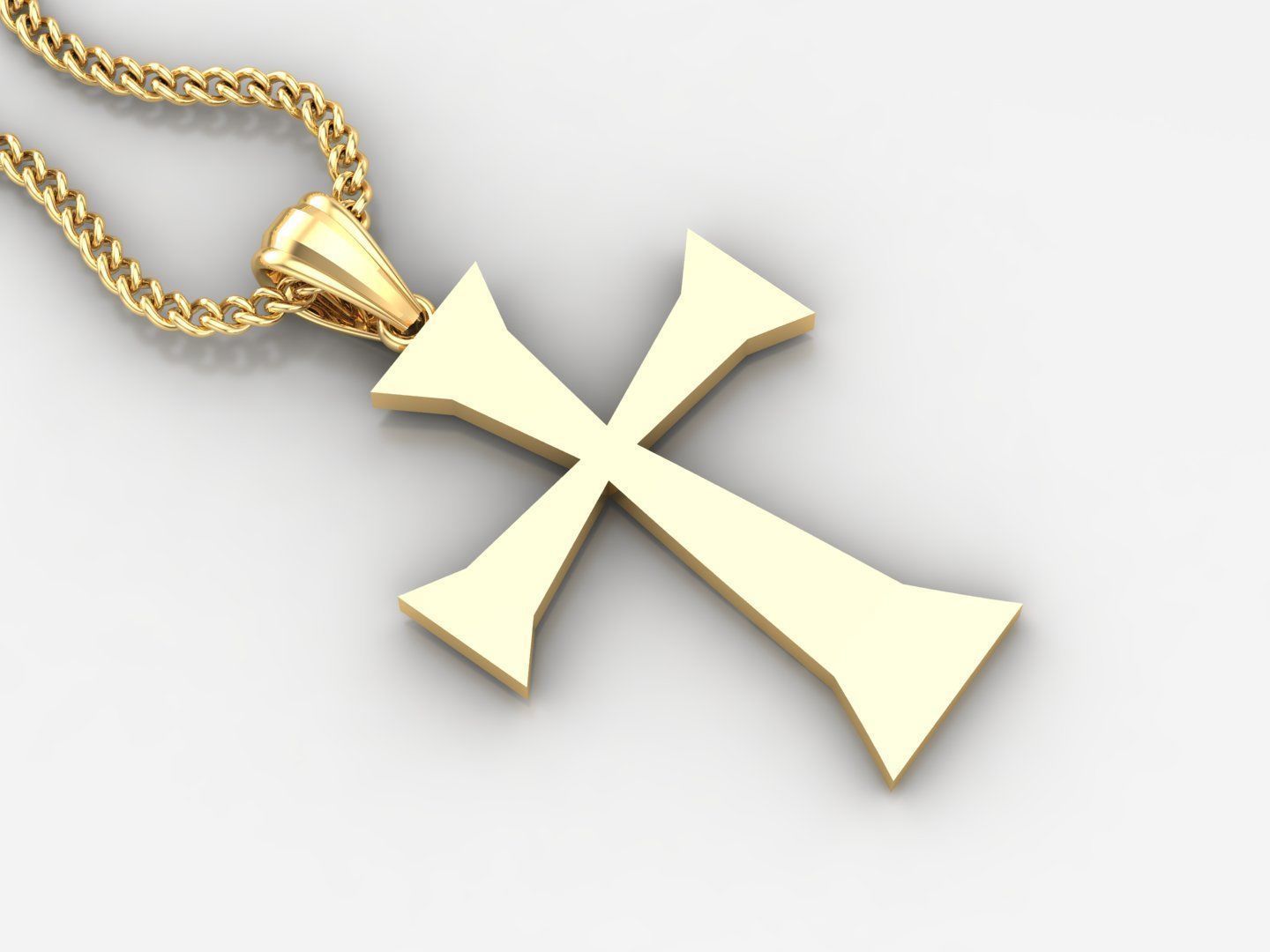Light Gold 18K Cross Pendant 1CP096 3D print model_2