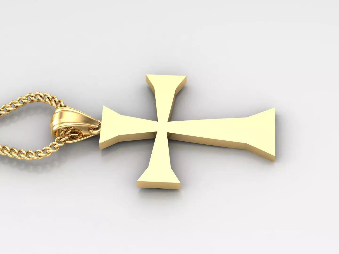 Light Gold 18K Cross Pendant 1CP096 3D print model_0