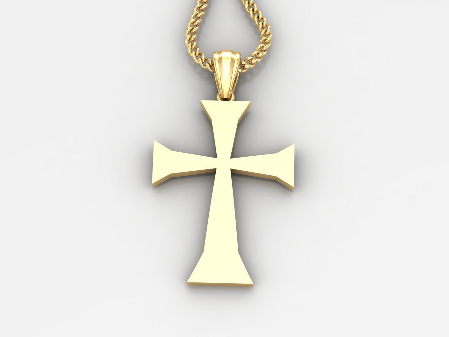 Light Gold 18K Cross Pendant 1CP096 3D print model_3