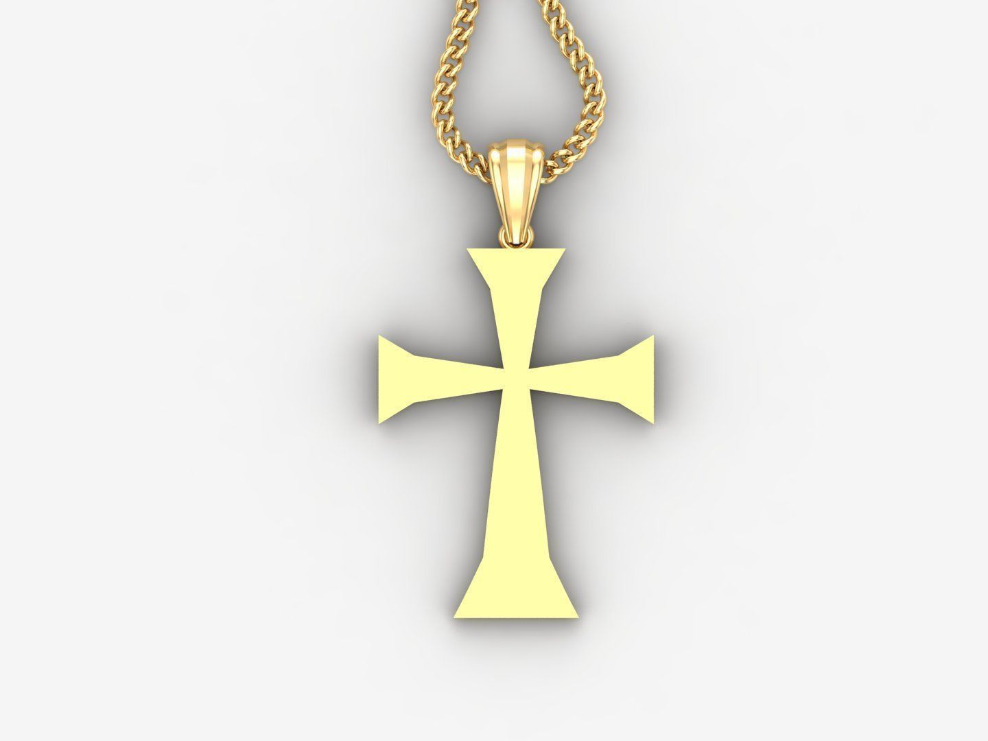 Light Gold 18K Cross Pendant 1CP096 3D print model_4