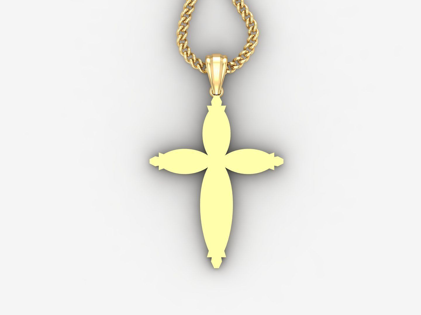 Light Gold 18K Cross Pendant 1CP093 3D print model_4