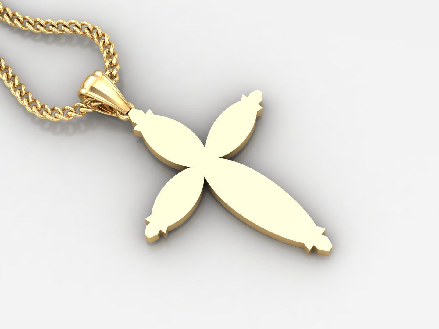 Light Gold 18K Cross Pendant 1CP093 3D print model_2