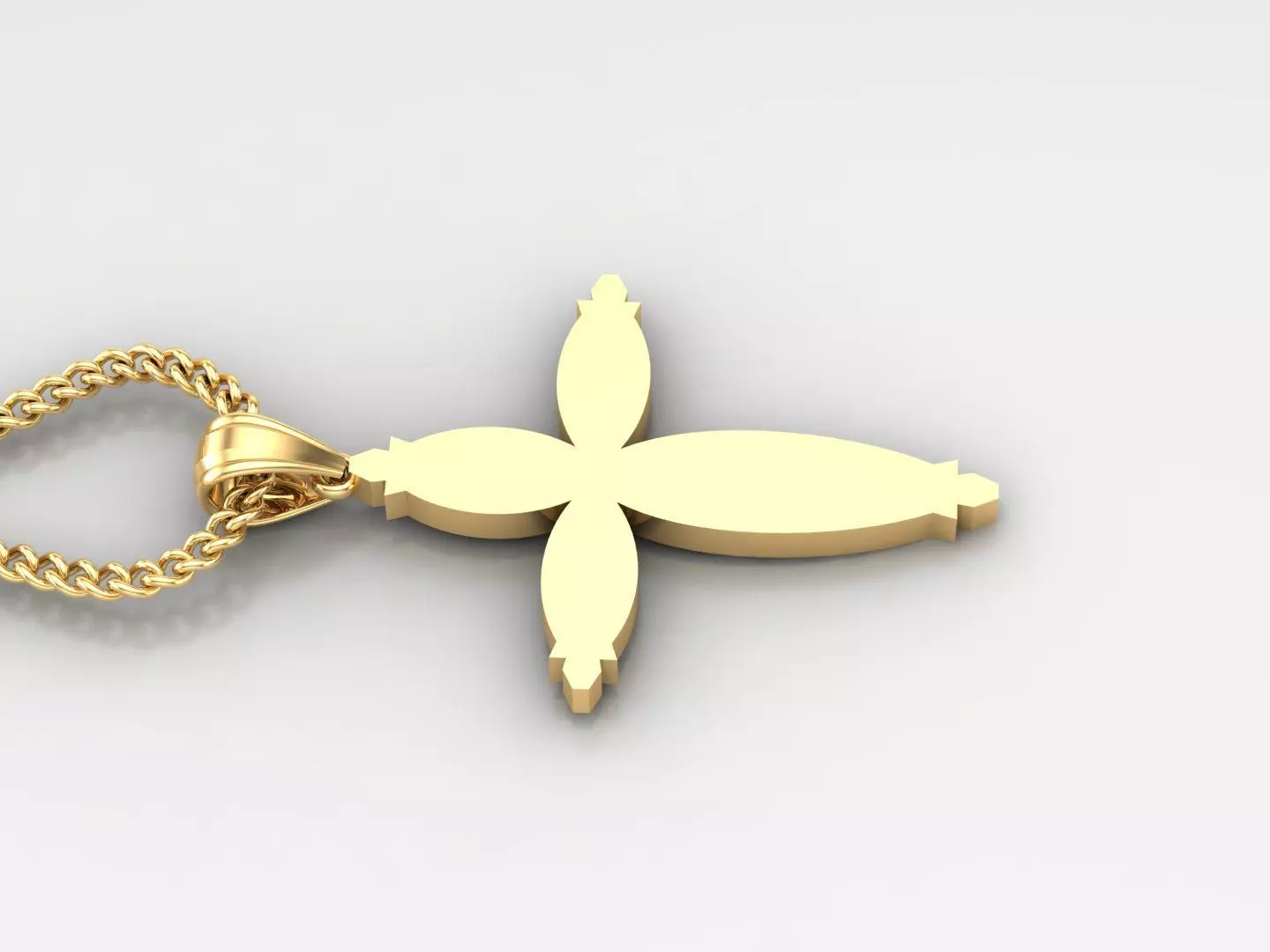 Light Gold 18K Cross Pendant 1CP093 3D print model_0