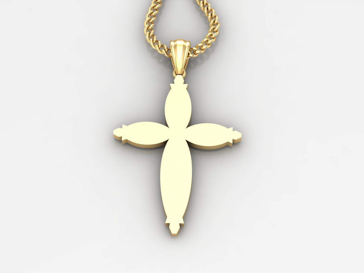 Light Gold 18K Cross Pendant 1CP093 3D print model_3