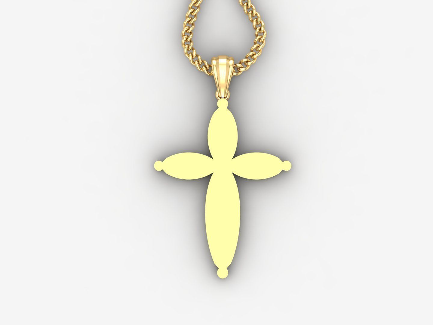 Light Gold 18K Cross Pendant 1CP091 3D print model_4