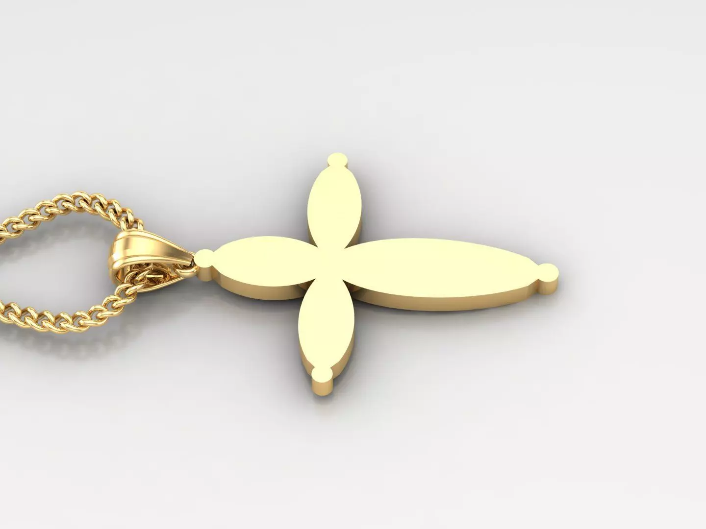 Light Gold 18K Cross Pendant 1CP091 3D print model_0