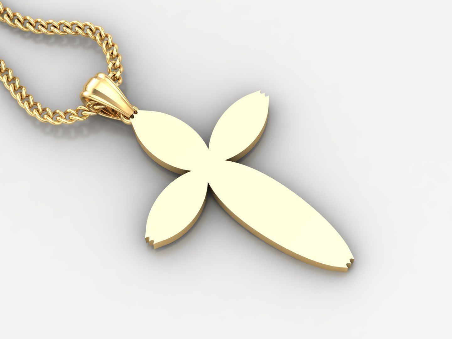 Light Gold 18K Cross Pendant 1CP086 3D print model_2