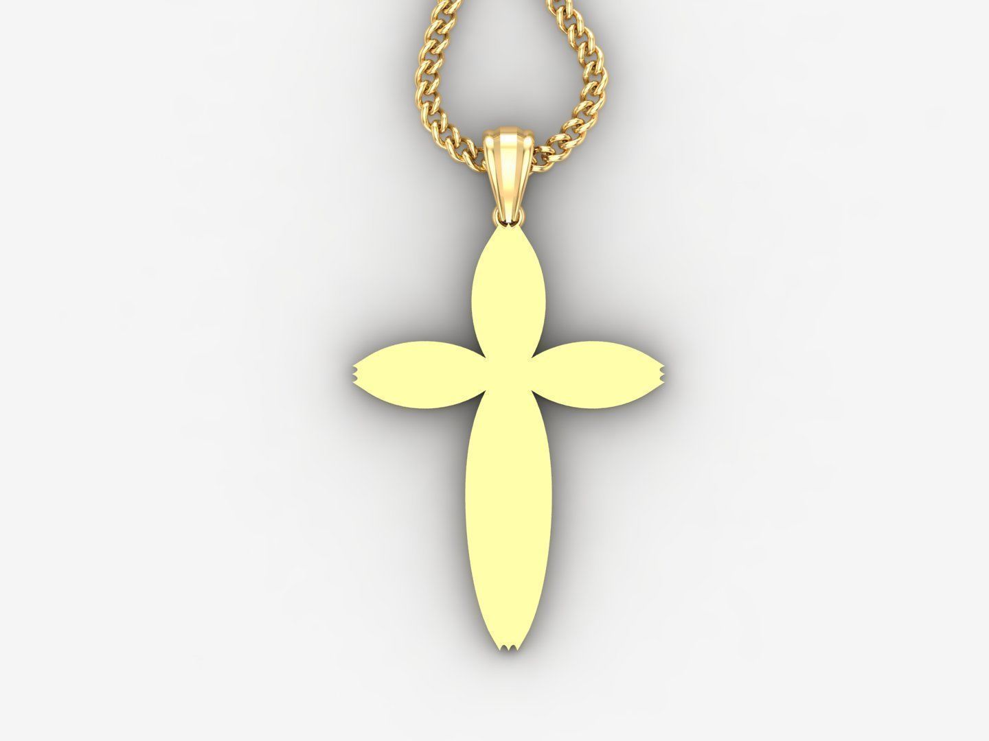Light Gold 18K Cross Pendant 1CP086 3D print model_4