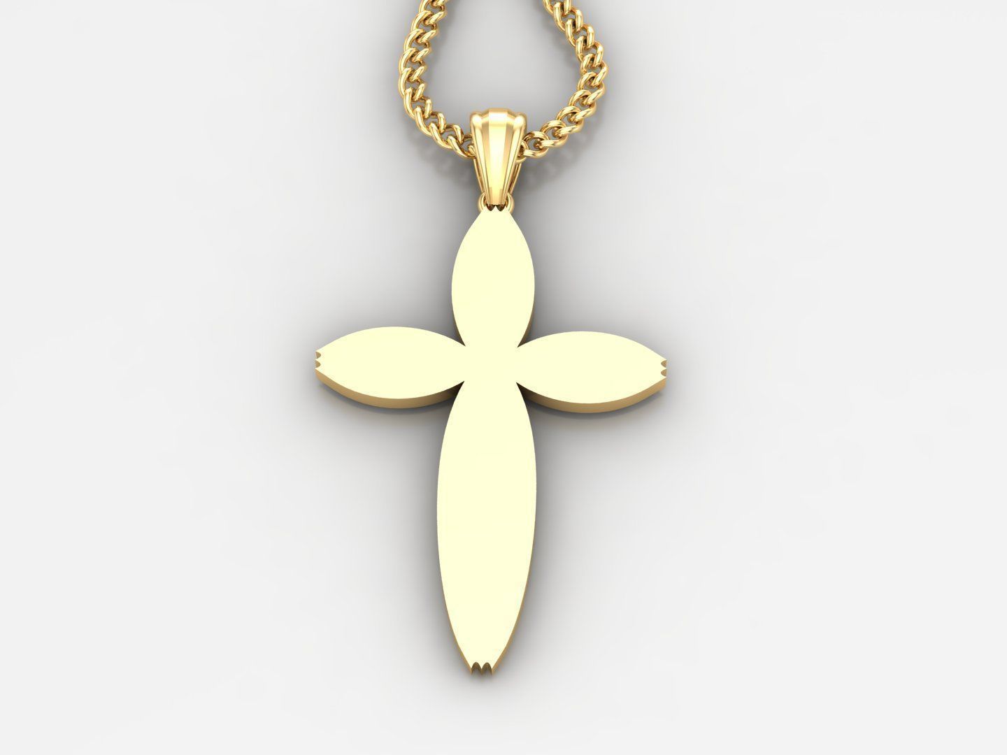 Light Gold 18K Cross Pendant 1CP086 3D print model_3