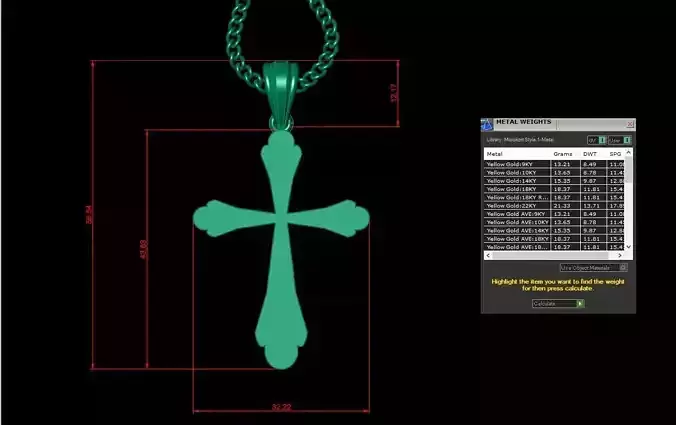 Light Gold 18K Cross Pendant 1CP079