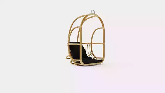 Rovato Natural Rattan Hanging Chair Low-poly 3D model