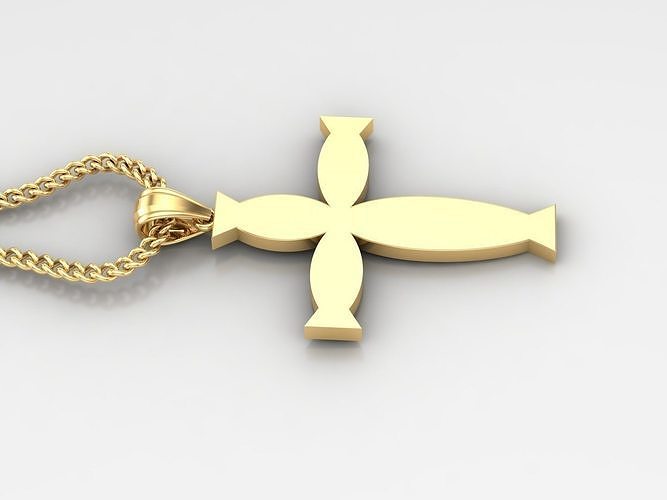 Light Gold 18K Cross Pendant 1CP063 3D print model