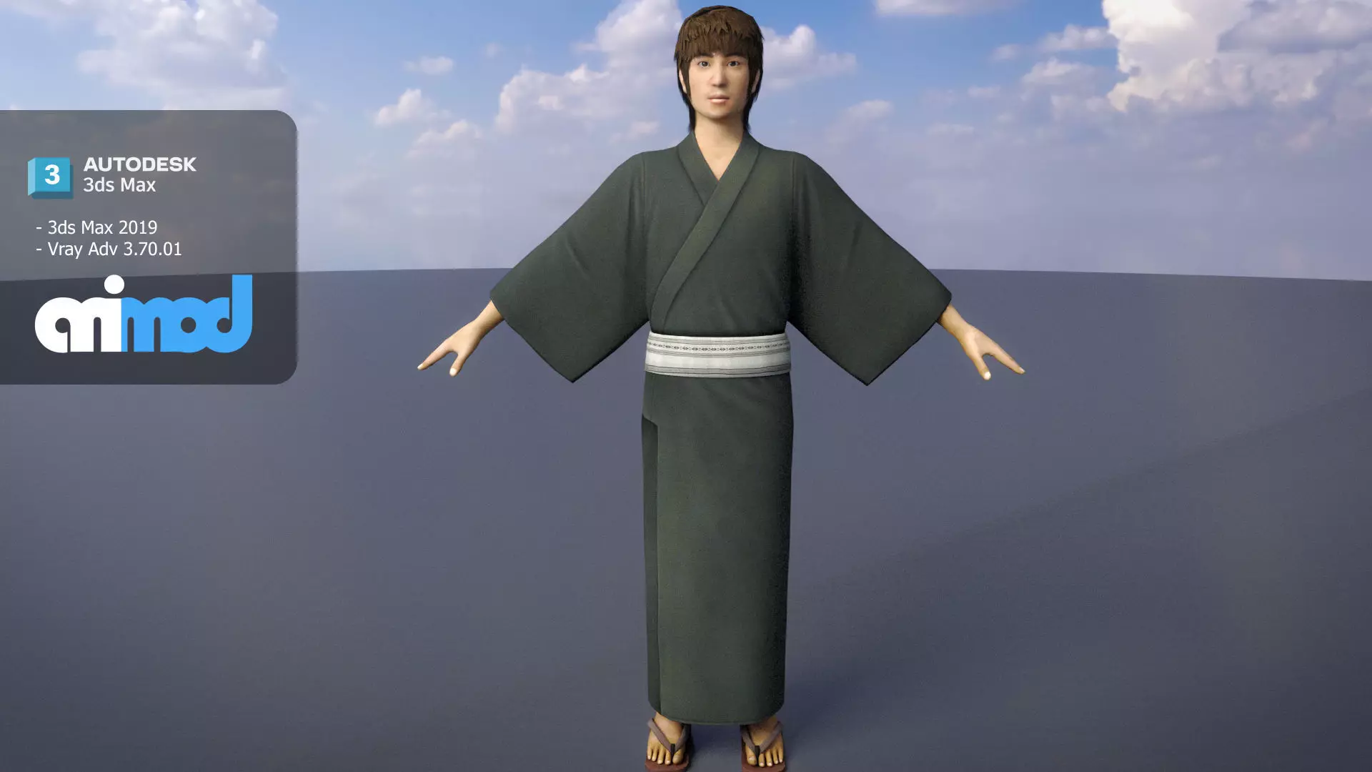Japanese Boy wearing Yukata 3D model