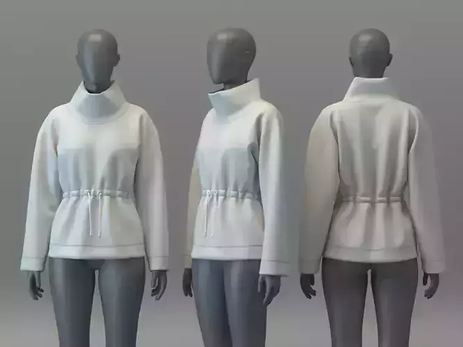 Turtleneck Sweater with Elastic Waist