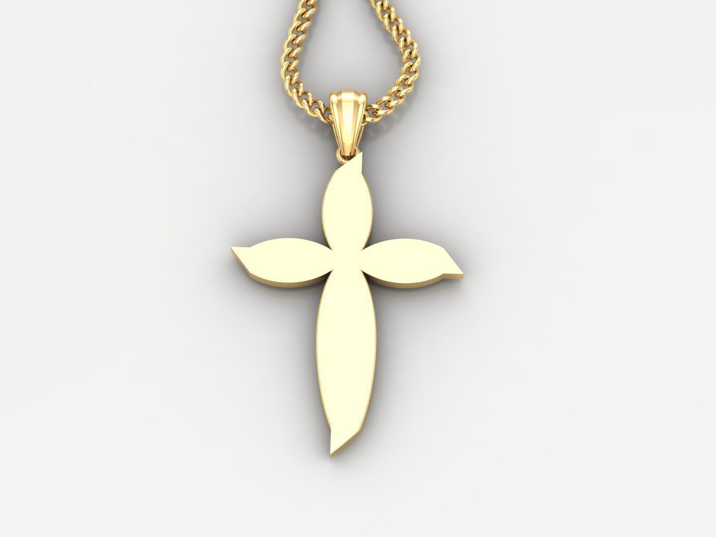 Light Gold 18K Cross Pendant 1CP058 3D print model_3