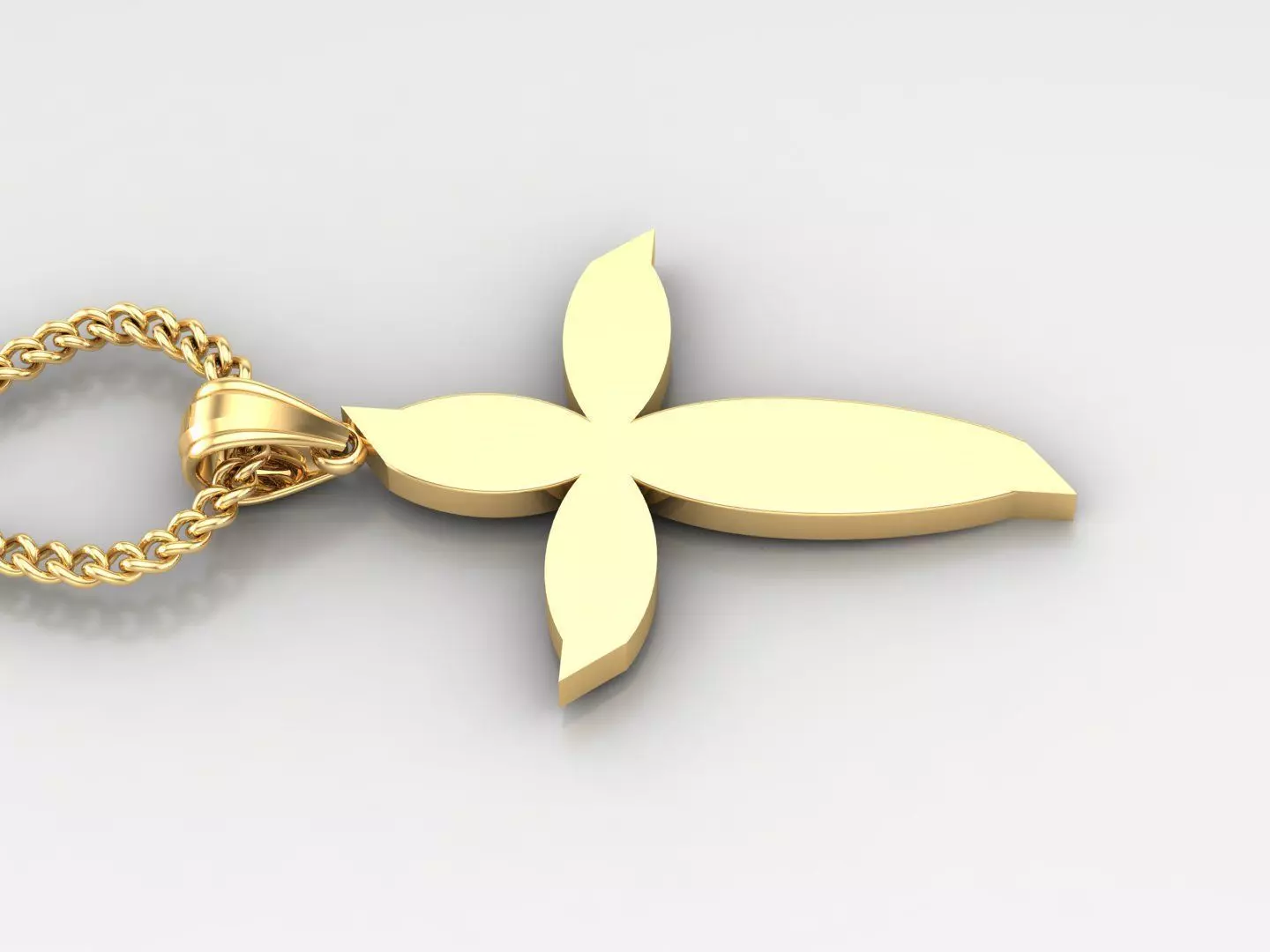 Light Gold 18K Cross Pendant 1CP058 3D print model_0