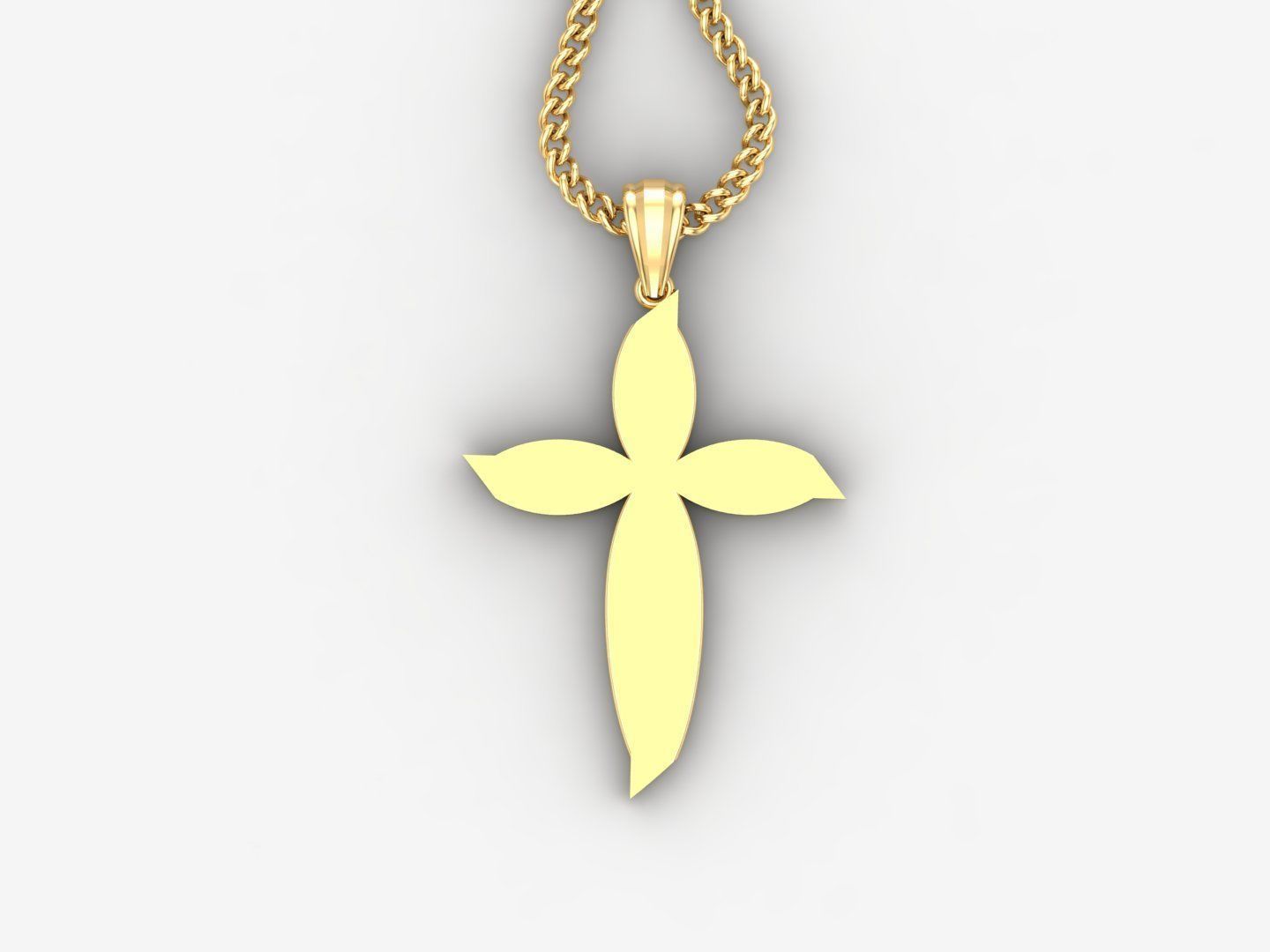 Light Gold 18K Cross Pendant 1CP058 3D print model_4