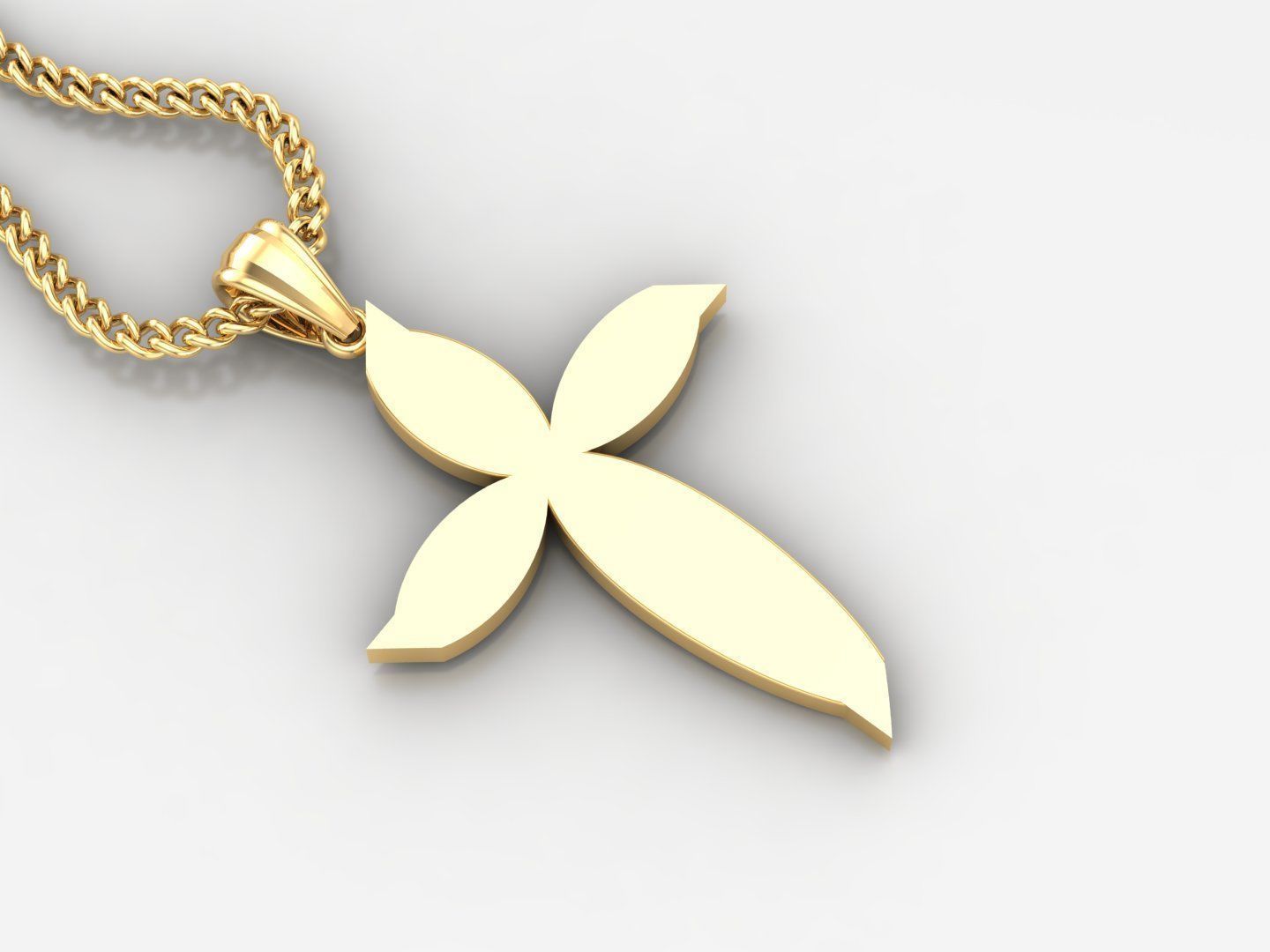 Light Gold 18K Cross Pendant 1CP058 3D print model_2