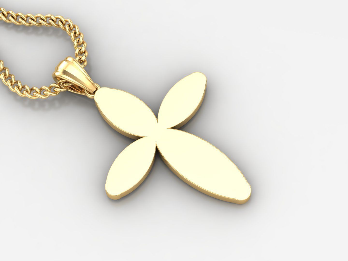 Light Gold 18K Cross Pendant 1CP052 3D print model_2