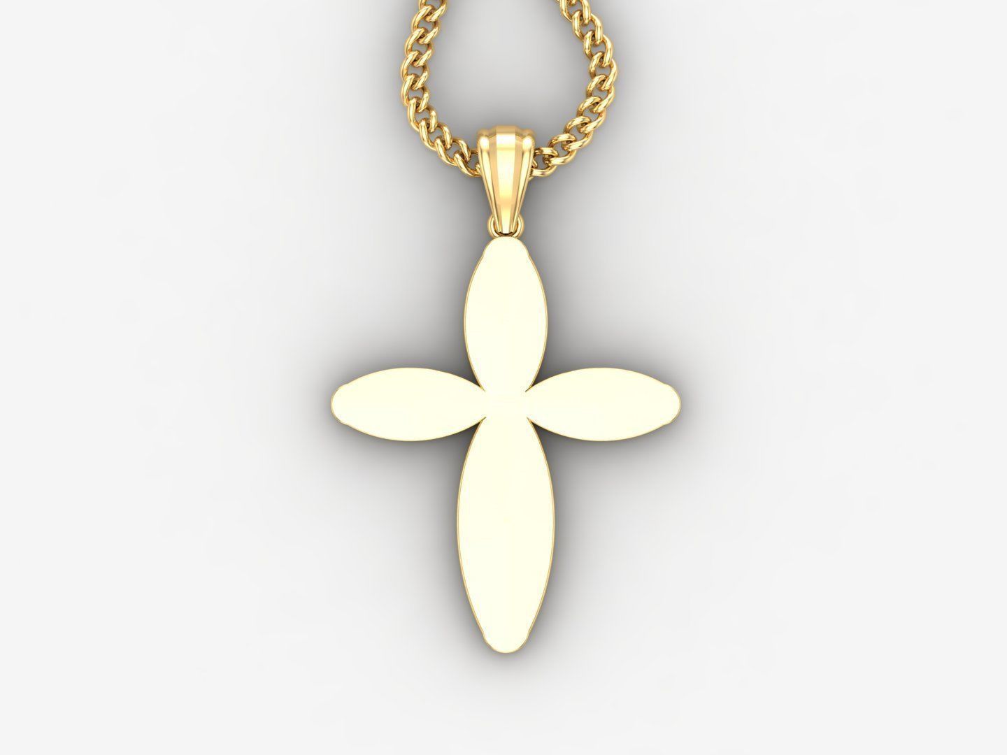 Light Gold 18K Cross Pendant 1CP052 3D print model_4