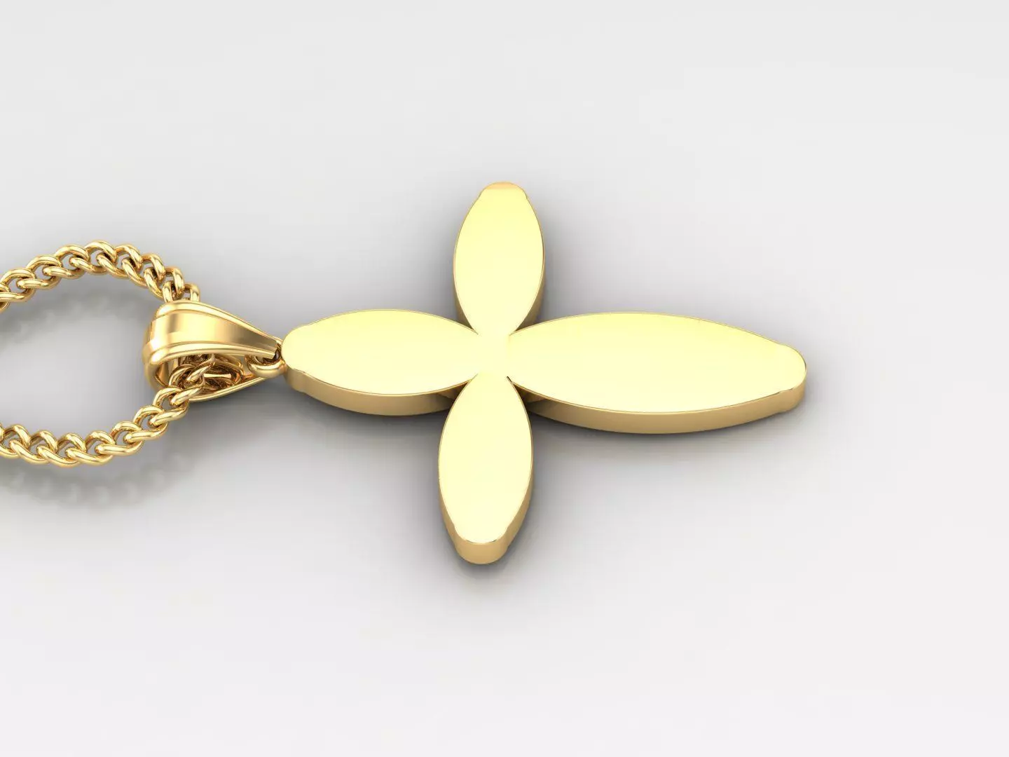 Light Gold 18K Cross Pendant 1CP052 3D print model_0