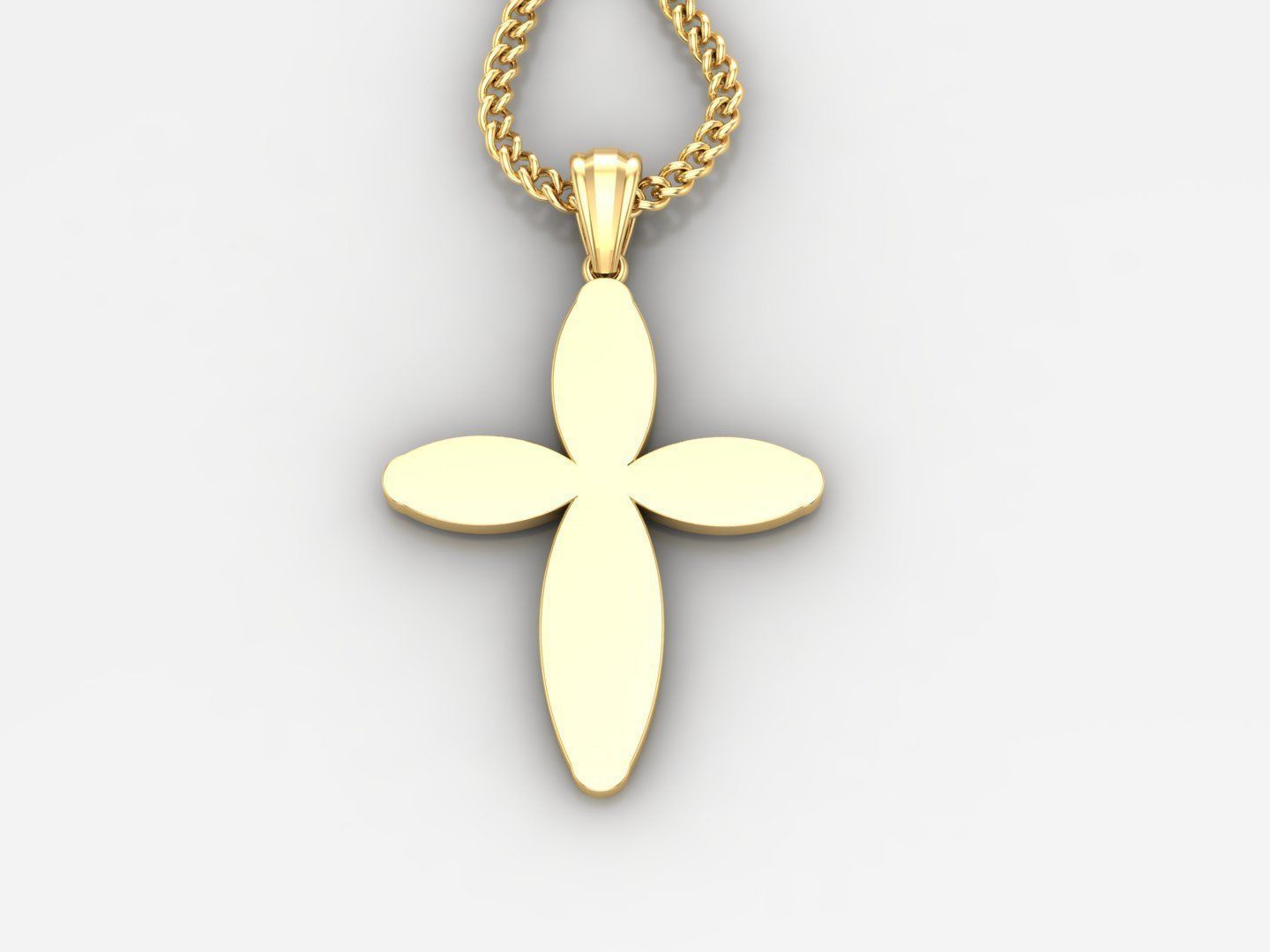 Light Gold 18K Cross Pendant 1CP052 3D print model_3