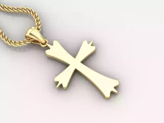 Light Gold 18K Cross Pendant 1CP045