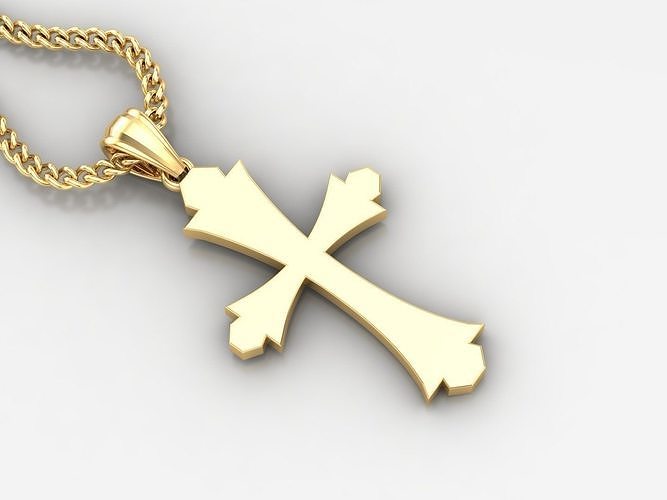 Light Gold 18K Cross Pendant 1CP042 3D print model
