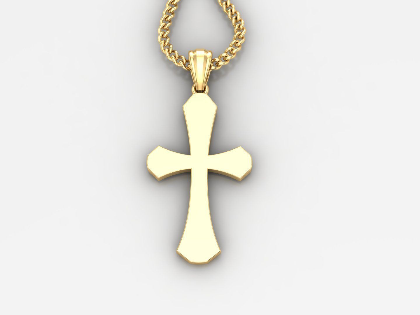Light Gold 18K Cross Pendant 1CP041 3D print model_2