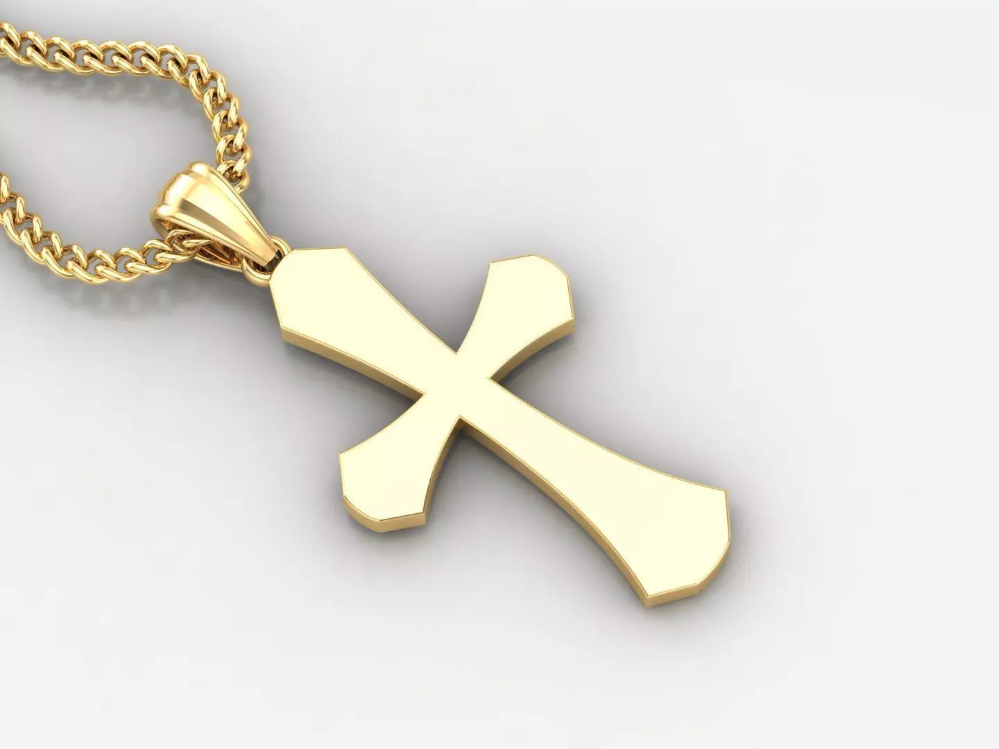 Light Gold 18K Cross Pendant 1CP041 3D print model_0